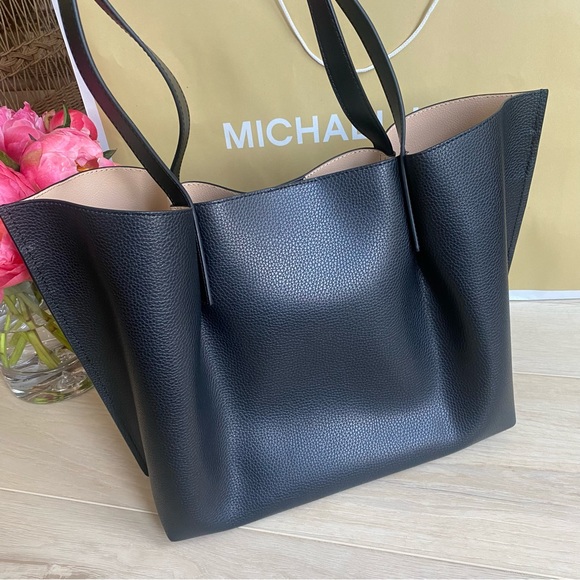 Michael Kors Large Emilia tote bag purse black pebble leather - Picture 6 of 15